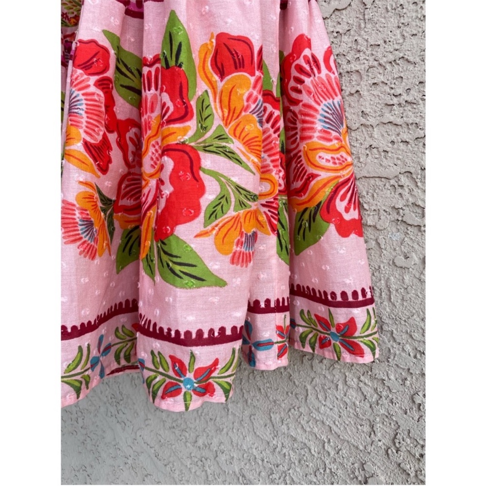 FARM RIO Pink Green Tropical Floral Macaw Bird Smocked Balloon Sleeve
Maxi Dress - Picture 7 of 10